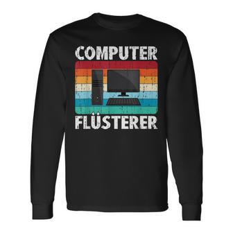 Vintage Computer Flüsterer Retro Informatiker Nerd Geschenk Langarmshirts - Seseable