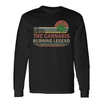 Vintage Dad The Man The Myth The Cannabis Stoner 420 Day Long Sleeve T-Shirt - Monsterry UK