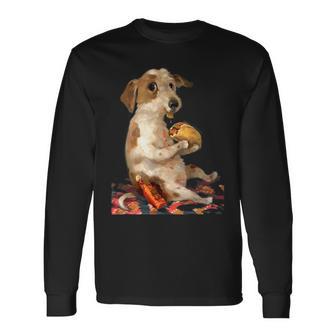 Vintage Dog Chill With Taco Long Sleeve T-Shirt - Monsterry