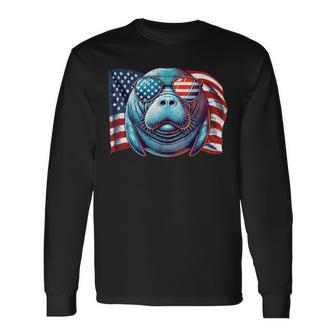 Vintage Mana Usa Flag Animals Lovers Patriotic Sunglasses Long Sleeve T-Shirt | Seseable UK