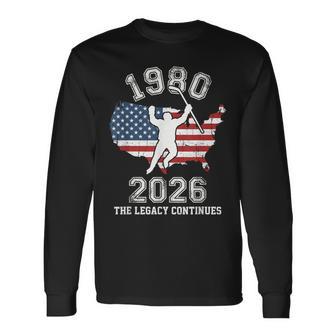 Vintage Usa Hockey 1980 2026 Long Sleeve T-Shirt - Thegiftio UK