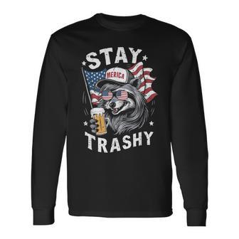 White Trash Party Attire Redneck Raccoon Stay Trashy Usa Long Sleeve T-Shirt - Thegiftio UK