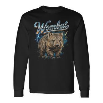 Wombat ビンテージ 90年代 レトロ ファニー ウォンバット 80年代 メンズ レディース 長袖Tシャツ - Kawaiitshirt