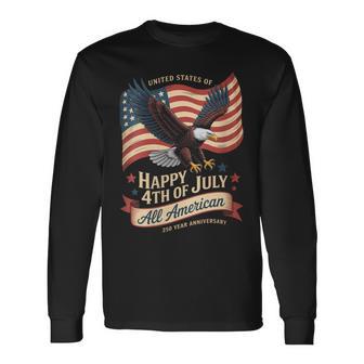 Women's 250Th Anniversary Of America Happy 4Th Of July American Flag Long Sleeve T-Shirt - Thegiftio UK