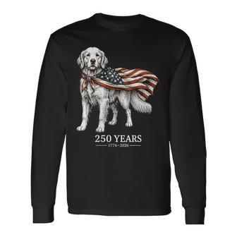 Women's Vintage Golden Retriever Patriotic Dog 250 Years 1776-2026 Long Sleeve T-Shirt - Thegiftio UK