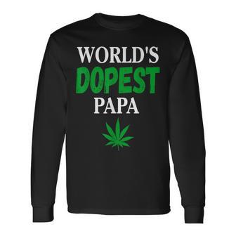 World's Dopest Papa Weed Leaf Long Sleeve T-Shirt - Thegiftio UK