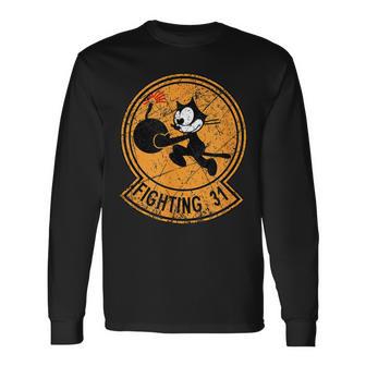 Ww2 ヴィンテージfa-31 トムキャッターズ飛行隊パッチfa-31 ベテラン 長袖Tシャツ - Kawaiitshirt