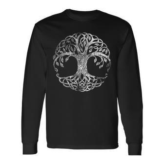 Yggdrasil Tree Of Life バイキング ノルウェー風 ルーン風 ホワイトシンボル 長袖Tシャツ - Kawaiitshirt