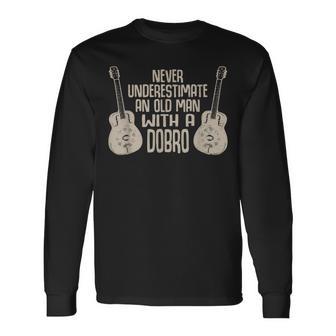 おもしろいドブロプレーヤーブルーグラスラバー 長袖Tシャツ - Kawaiitshirt