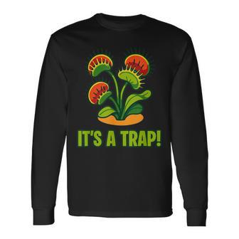 おもしろハエトリグサ It's A Trap 食虫植物 ボタニカル 長袖Tシャツ - Kawaiitshirt