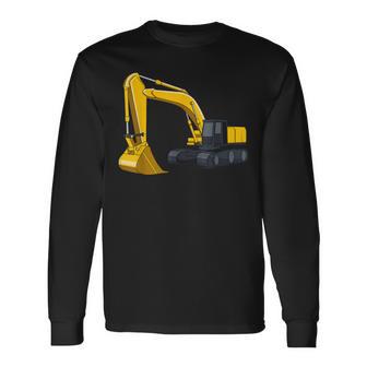 かっこいいショベルカー 男の子 乗り物 建設現場 キッズ 長袖Tシャツ - Kawaiitshirt