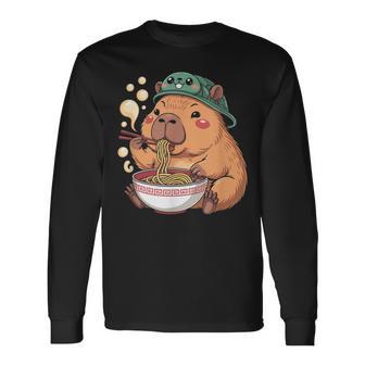 かわいいカピバラと亀 リュック ラーメン カワイイ 長袖Tシャツ - Kawaiitshirt