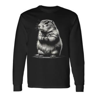 かわいいプレーリードッグのグラフィック アート デザイン 長袖Tシャツ - Kawaiitshirt