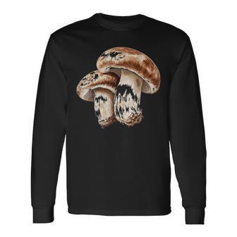 しいたけ きのこ狩り 菌類 イラスト しいたけ 長袖Tシャツ - Kawaiitshirt