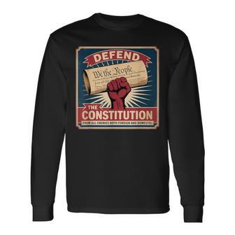 すべての敵から憲法を守る 愛国的な自由 長袖Tシャツ - Kawaiitshirt