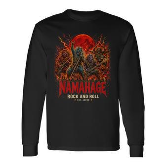 なまはげ ロックンロール 秋田県 男鹿 鬼 ギター バンド 長袖Tシャツ - Kawaiitshirt