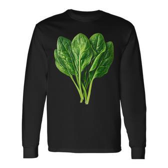ほうれん草 野菜モチーフ 庭 ほうれん草 長袖Tシャツ - Kawaiitshirt
