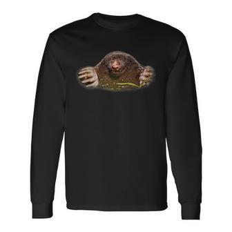 もぐらデザインイラストギフト 長袖Tシャツ - Kawaiitshirt