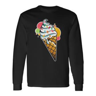 アイスクリームコーン×スプリンクルワッフルコーン 長袖Tシャツ - Kawaiitshirt