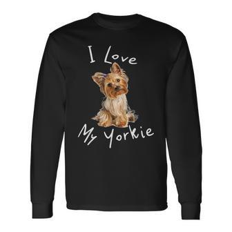 アイ・ラブ・マイ・ヨーキー・ヨーキー・ヨーキー・ドッグ・ファンへのギフト 長袖Tシャツ - Kawaiitshirt