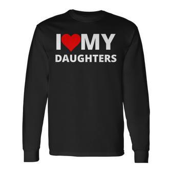 アイ・ラブ・マイ・娘たち、ウィズ・ア・レッド・ハート 長袖Tシャツ - Kawaiitshirt