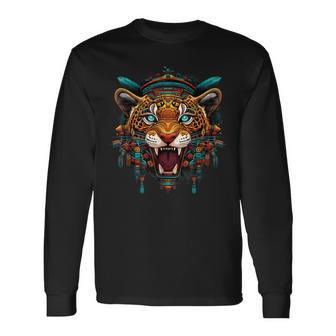 アステカ メキシコ神話 ネイティブメキシコプライド マヤジャガー 長袖Tシャツ - Kawaiitshirt