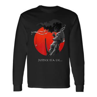 アフロサムライ アニメ 日本武士道戦士 ストリートウェア 長袖Tシャツ - Kawaiitshirt