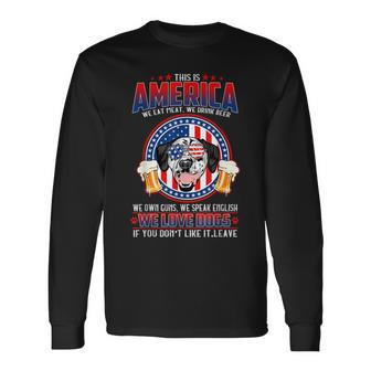 アメリカ We Love Dogs ダルメシアン犬とビール 独立記念日 長袖Tシャツ - Kawaiitshirt