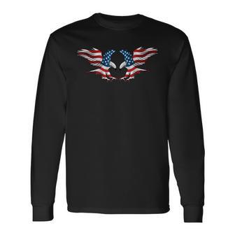 アメリカンイーグルから服 米国旗 メンズ 愛国的な 長袖Tシャツ - Kawaiitshirt