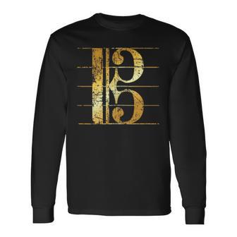 アルト音記号 ヴィンテージイエロー トロンボーン&ビオラミュージシャンズ 長袖Tシャツ - Kawaiitshirt