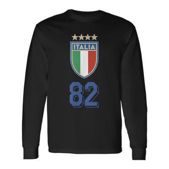 イタリア 1982 ワールドカップ サッカー ヴィンテージ クレスト グラフィック 長袖Tシャツ - Kawaiitshirt
