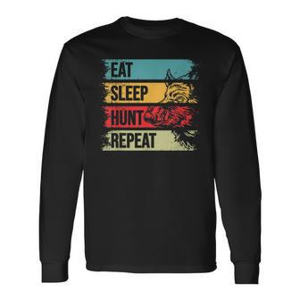 イノシシ ハンター 食べる スリープ ハント リピートハンティング 長袖Tシャツ - Kawaiitshirt