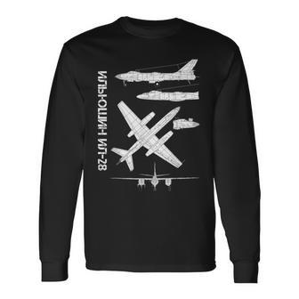 イリューシンil 28 Ww2 ロシア爆撃機飛行機の設計図 長袖Tシャツ - Kawaiitshirt