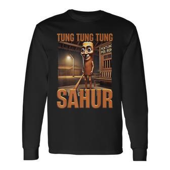 インターネット 陽気なミーム Aiキャラクター Tung Tung Tungahur 長袖Tシャツ - Kawaiitshirt