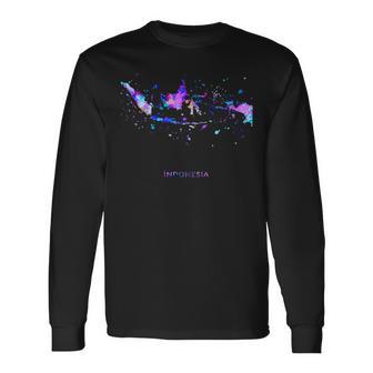 インドネシアの地図 長袖Tシャツ - Kawaiitshirt