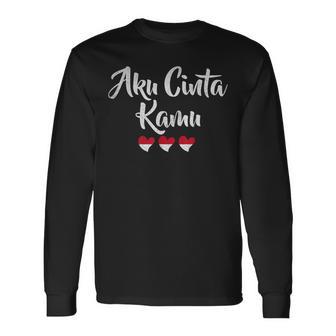 インドネシア語でaku Cinta Kamu 長袖Tシャツ - Kawaiitshirt