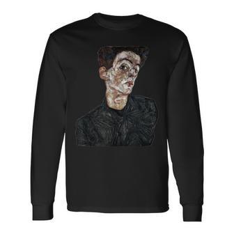 エゴン・シーレ セルフポートレート 長袖Tシャツ - Kawaiitshirt