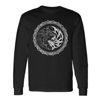 オオカミ陰陽ウルフ、陰陽太極拳、Qiゴング、ヨガ、Mma 長袖Tシャツ - Kawaiitshirt