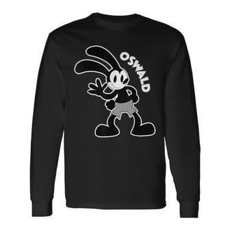 オズワルドウサギの手を振るウサギ 長袖Tシャツ - Kawaiitshirt