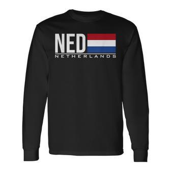 オランダの旗、オランダ、陸上競技、スポーツゲーム、ジャージ。 長袖Tシャツ - Kawaiitshirt