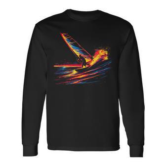 オールドスクールウインドサーフィン・セイルボード 長袖Tシャツ - Kawaiitshirt