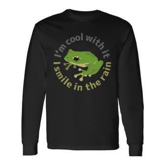 カエル 蛙 ワンポイント カエルイラスト入り 長袖Tシャツ - Kawaiitshirt