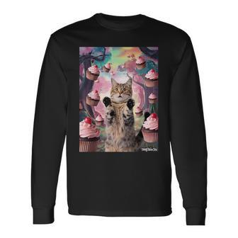カップケーキの森の猫 長袖Tシャツ - Kawaiitshirt
