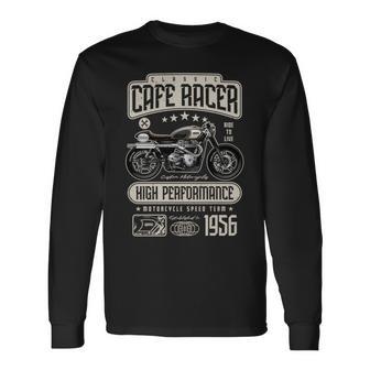 カフェ レーサー バイクの誕生日 1956 年生まれのバイカー 長袖tシャツ 長袖Tシャツ - Kawaiitshirt