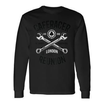 カフェレーサーtシャツ オールドタイマーデザイン 長袖Tシャツ - Kawaiitshirt