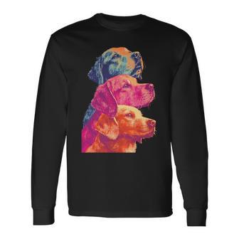 カラフルなラブラドールレトリバー犬夏の美的ペットアート 長袖tシャツ 長袖Tシャツ - Kawaiitshirt