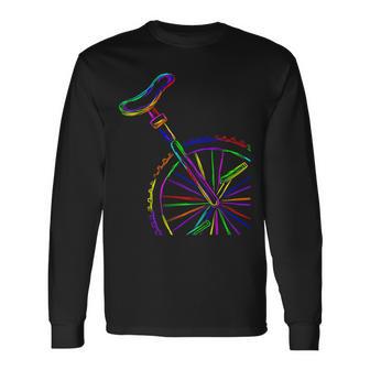 カラフルな一輪車 長袖Tシャツ - Kawaiitshirt