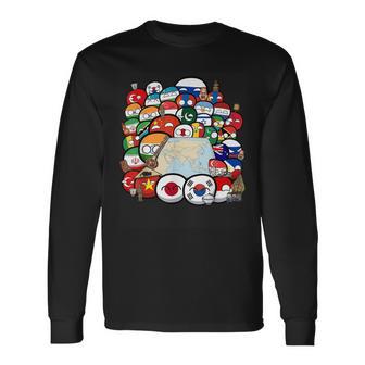 カントリーボールアジアの国民集合写真 長袖Tシャツ - Kawaiitshirt