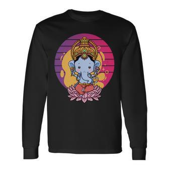 ガネーシャ 象 ヒンドゥー教の神 ガネーシャ 河合主 ガネーシャ 長袖tシャツ 長袖Tシャツ - Kawaiitshirt
