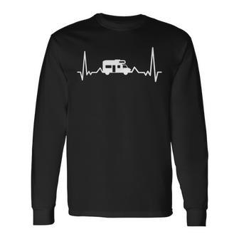 キャンプ ハートビート Ekg キャンピングカー キャンピングカー 長袖Tシャツ - Kawaiitshirt